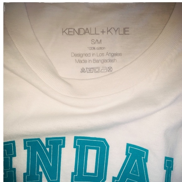 Kendall + Kylie KK logo teal and white Bandana White Tshirt kk-204-teal NWT SM - Picture 5 of 5